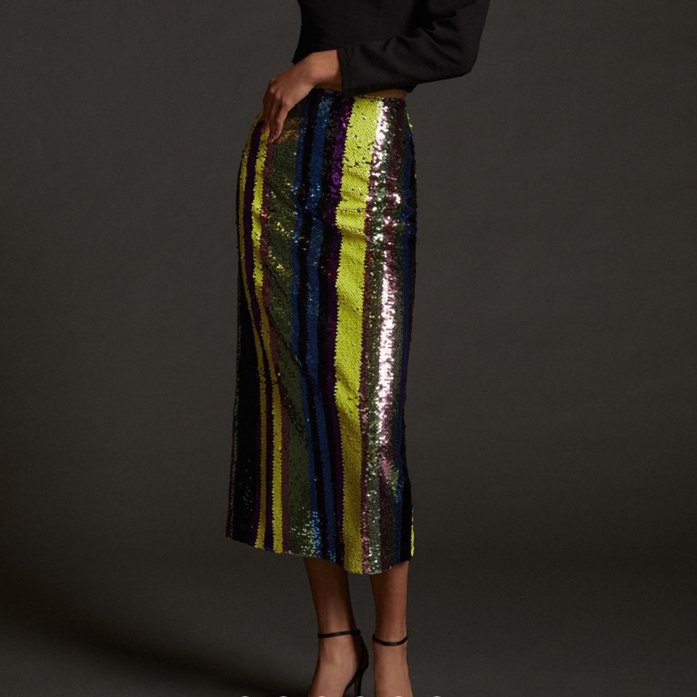 Anthropologie Rdalamal Sequin Midi Skirt Size Small - Picture 1 of 11